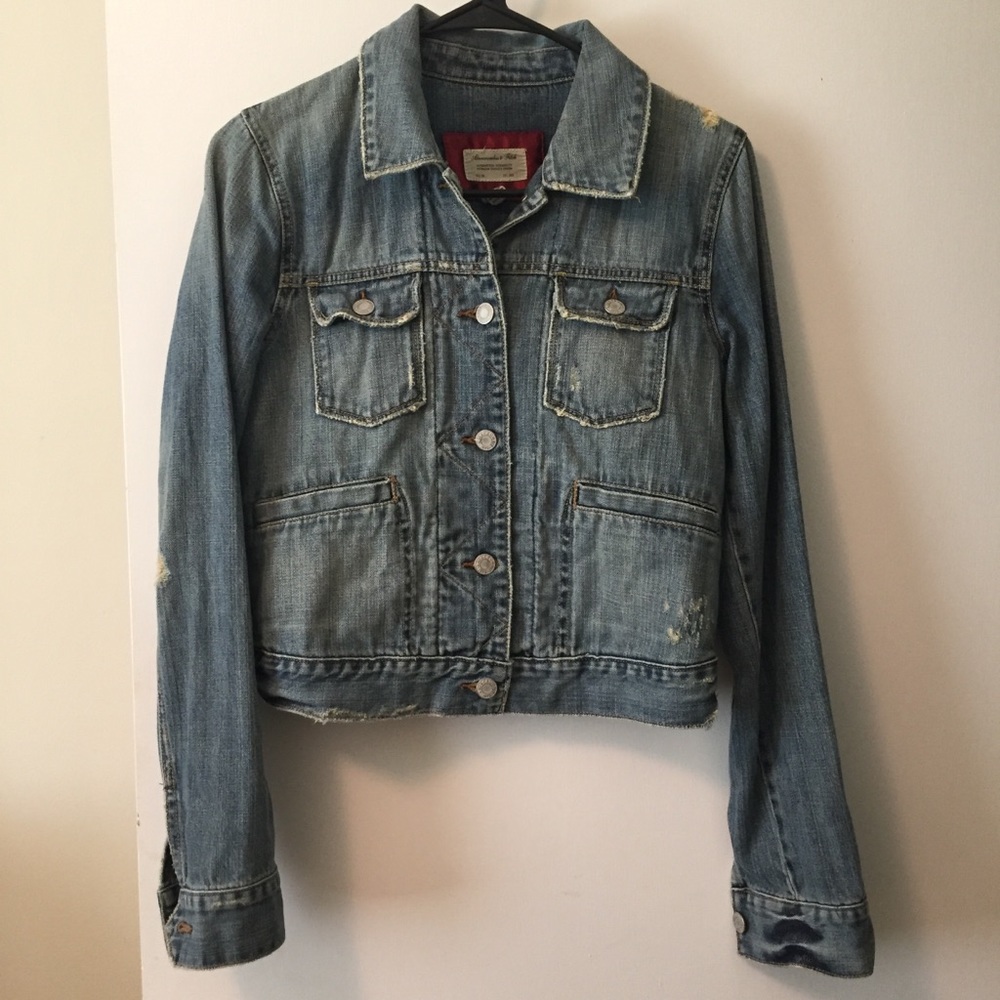 Abercrombie & Fitch Distressed Denim Jacket sz S